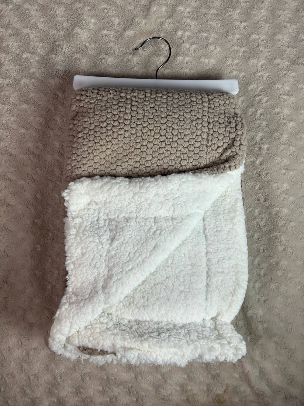 ChickPea Tan Baby Blanket White Sherpa Textured Nubby Bumpy Dots Lovey Rare